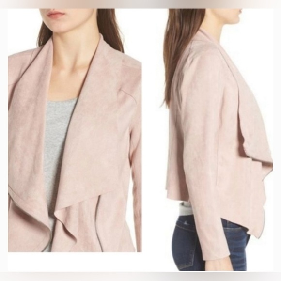 New BLANKNYC Blush Pink Soft Faux Suede Zip Jacket Size Small - Picture 2 of 10